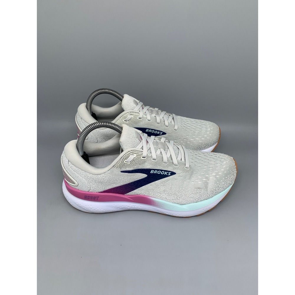 Brooks Ghost 14 Gray Pink Running Shoes 1204071B175 Women's Sz 8.5